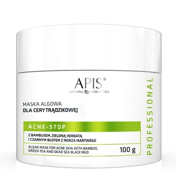 ACNE-STOP / Home terApis - Maska algowa dla cery trądzikowej z bambusem, zieloną herbatą i czarnym błotem z Morza Martwego / 100 g