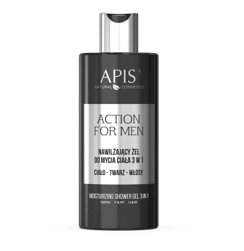 ACTION FOR MEN - Nawilżajacy żel do mycia ciała 3 w 1 ciało - twarz - włosy / 300 ml