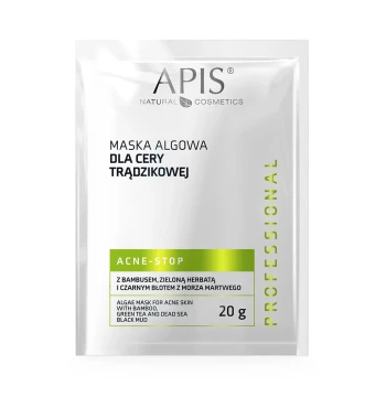 ACNE-STOP - Maska algowa dla cery trądzikowej z bambusem, zieloną herbatą i czarnym błotem z Morza Martwego / 20 g