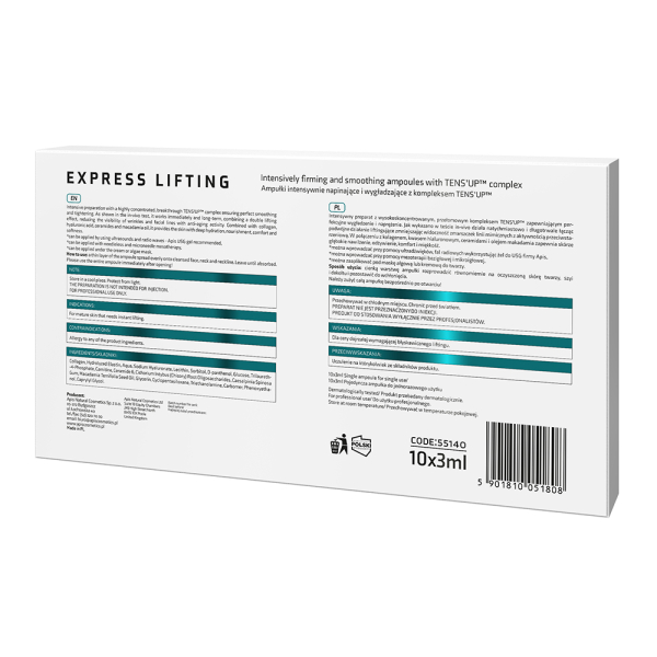 Ampułki intensywnie napinające i wygładzające z kompleksem TENS’UP™ tył