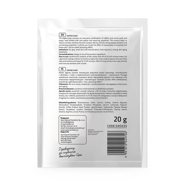 Biorewitalizująca maska algowa 20g 03.23 tył
